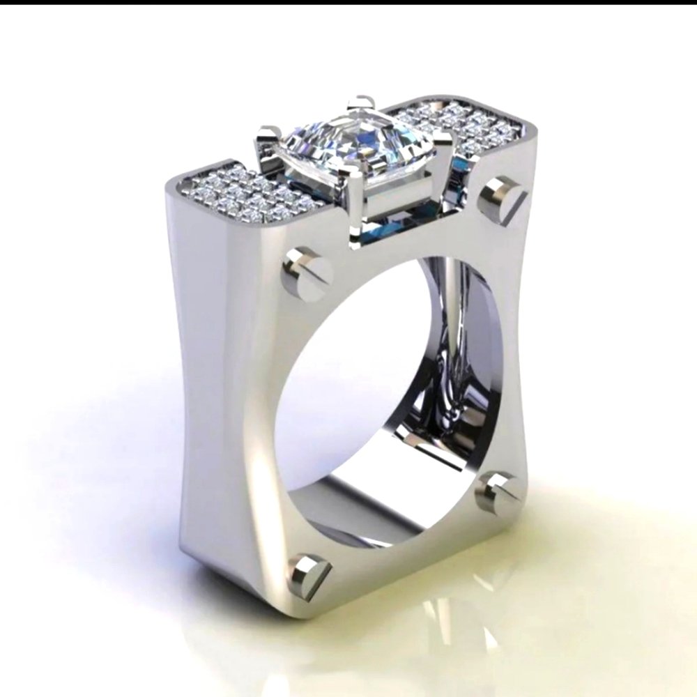 Sz 9 Unisex Zirconia Diamond Filled Ring